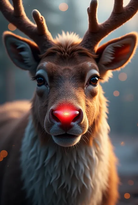 Christmas reindeer head with red nose
