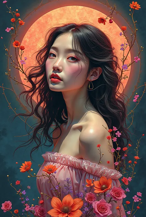 official art, unity 8k wallpaper, ultra detailed, beautiful and aesthetic, masterpiece, best quality, chinese style, (zentangle, mandala, tangle, entangle), ecstasy of flower, 1girl, extremely detailed, dynamic angle, cowboyshot, the most beautiful form of...