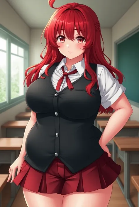  Sexy chubby anime girl in school uniform and redheaded