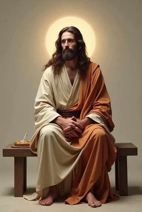 an image of Jesus Christ seated on a bench