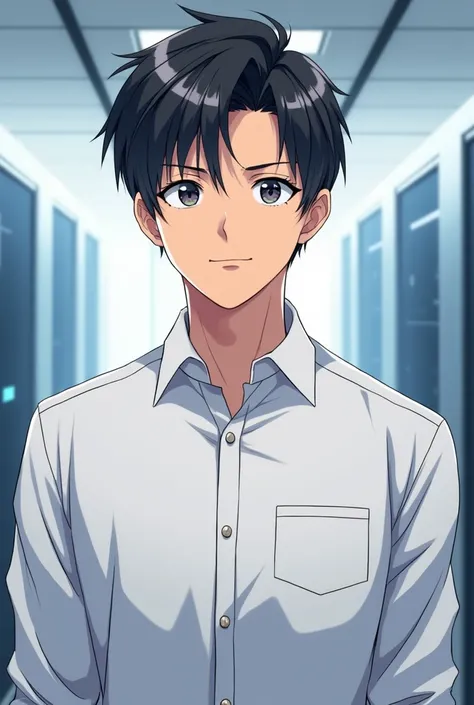 System Engineer Man Young Anime White Shirt Without Glasses