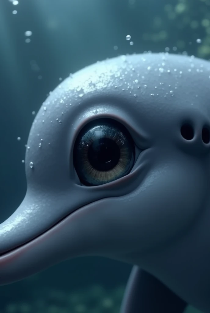 Close Up Animation of a dolphins one eyesopen and closed 