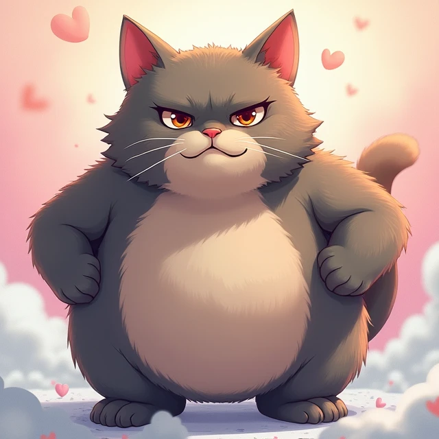 Gutarashita Fufufus manly cat，（ anime style），（ Pastel Color ），