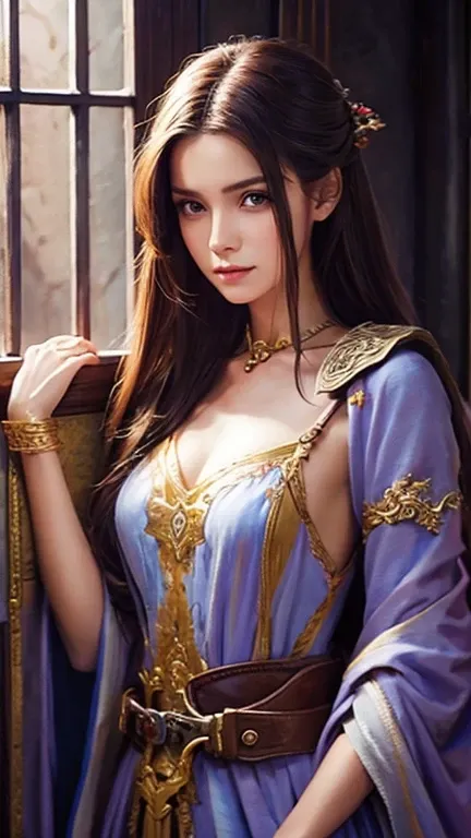 、 Woman in Western Robe ,Occupation is Healer 、  elaborate digital illustration,  Beautiful Artwork Illustrations,  amazing digital illustration,  beautiful digital art 、 dragon quest ３ Portrait of one of the brave men appearing in the world,  Woman in Bea...