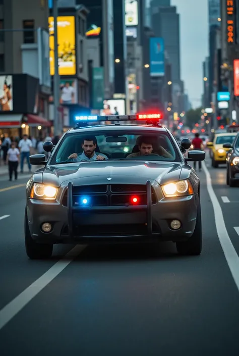 Messi chases Ronaldo in a police car 