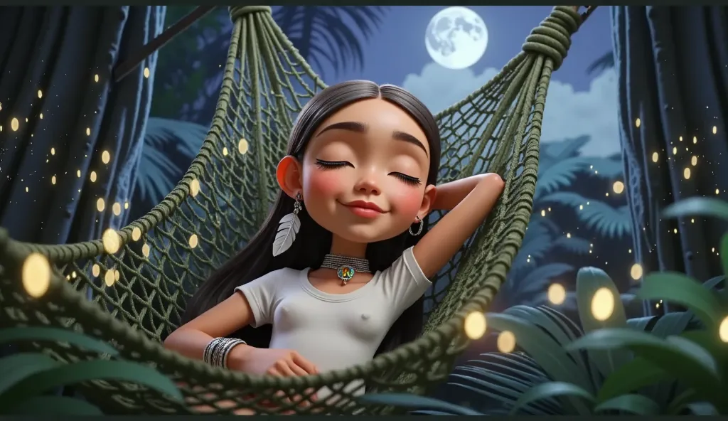 inspired by a high-resolution, high-quality 3d film by disney pixar, create the image of a  brazilian indian girl with straight,...