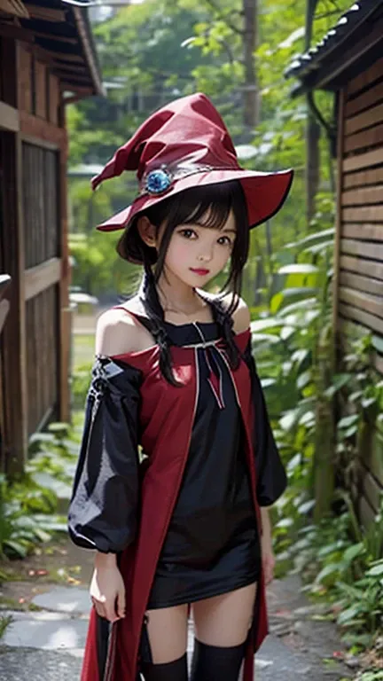 Red Triangular Hat 　 A Girl Wearing a Western Robe , Occupation is a Wizard 　  elaborate digital illustration,  Beautiful Artwork Illustrations,  amazing digital illustration、 Megumin appearing in Konosuba 　 Realistic Worldview of a Blessing to This Wonder...