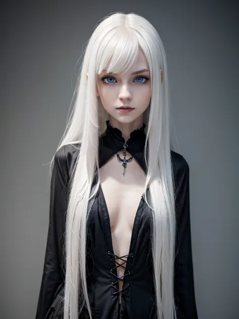 (best quality), 1girl, female, pale skin, white hair, long hair, swept bangs, straight hair, blue eyes, perfect eyes, petite, sk...