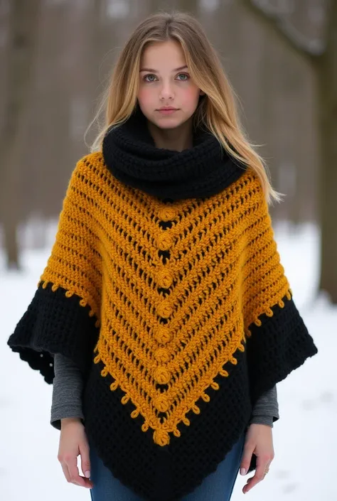 Crochet punchu in mustard and black 