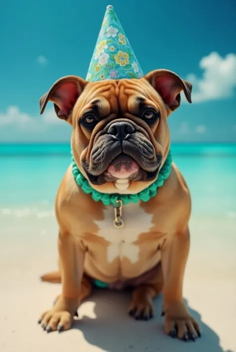 un bulldog facon manga avec un air mechant et un petit corp par rapport à la tête. Du sang coulera de sa gueule. Le fond décransera une plage des Bahamas, il aura un verre de cocktail dans la patte, et une casquette sur la tete aux couleur du drapeau des B...