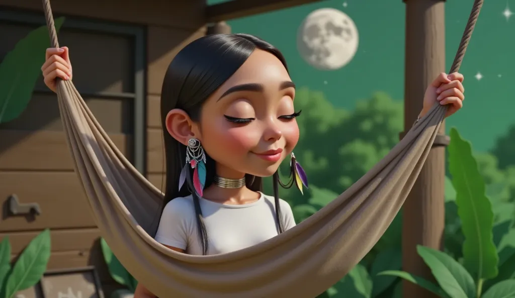 inspired by a high-resolution, high-quality 3d film by disney pixar, create the image of a brazilian indian girl with straight, ...