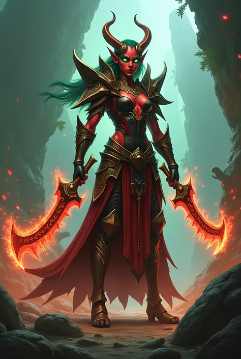 A blood elf with the swords of Illidan Burning Cruzade 
From World of Warcraft 