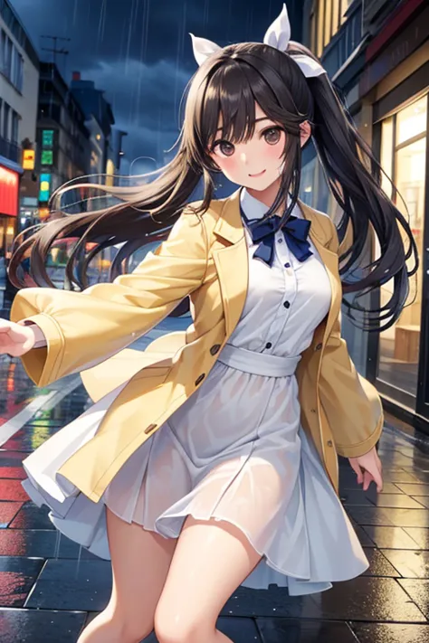 Takane Manaka、 Shiny brown long hair、 ribbon ponytail,、 beautiful brown eyed middle school students 、smile、Sparkling Eyes, (fine grain)、 several people having fun with each other while having very detailed 目、 several people having fun with each other while...