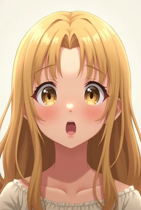 Make a blonde girl with a surprised face