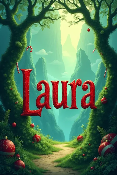 Laura word with grinch background