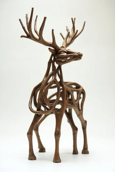  deer made of tree branches in Picasso style , Get laser-cut  , two-dimensional from black iron 
