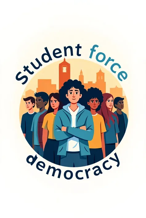 Circular logo for a school municipality with the name “Student Force for Democracy”