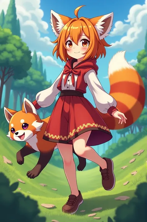 Fassa a human anime character with a red panda spirit