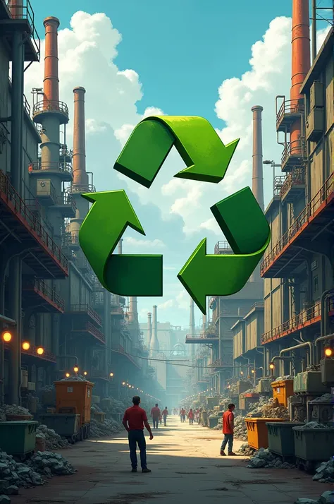 Industry with recycle symbol