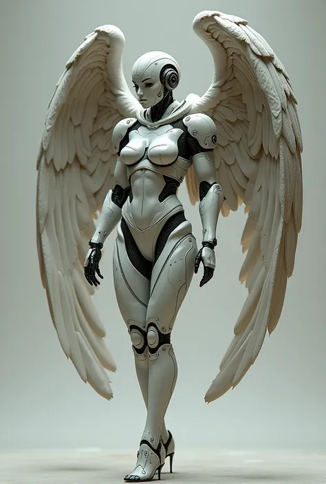 Diesel Punkai ,   male, Military Robot Prosthetics , Angel Wings,Depict the whole body,,(( copies of Lavínia without clothes and perfect with big ass and breasts ,  full body with perfect hands and feet ,  asymmetric face and textured skin with high qualit...