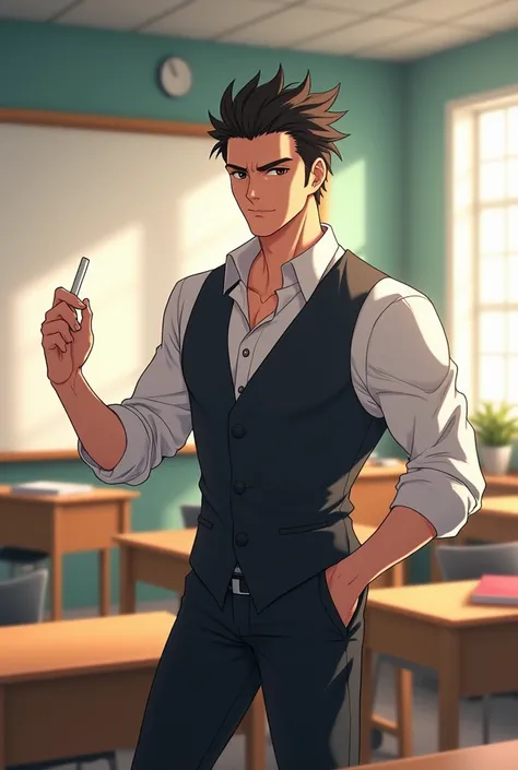 Male anime sexy math teacher, in his 30s