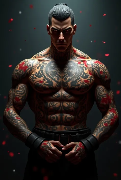 3D game logo Kazuya mushima With full body tattoo 