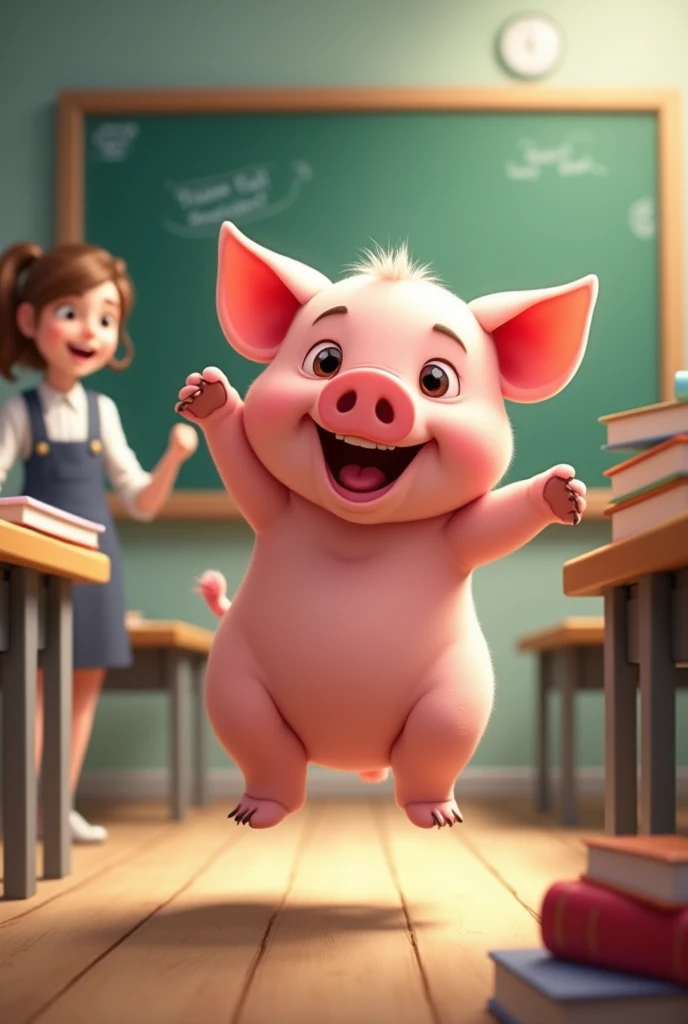 Bouncing pig with some teacher