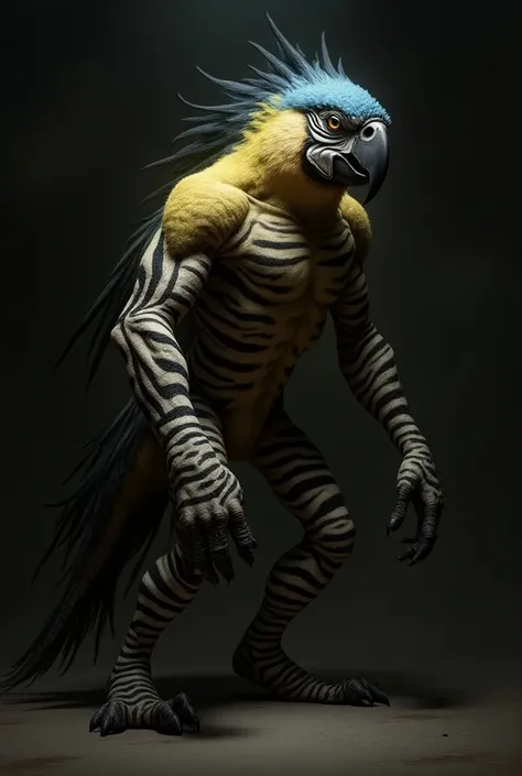 Genrate image Parrot + zabra combined looking dangerous