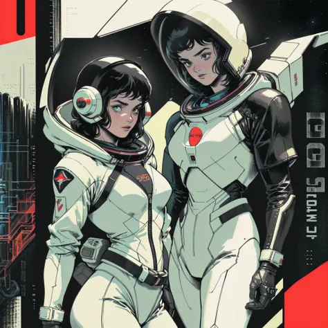 ((( Best Quality Masterpiece ))),(Lonely Goddess),(spacesuit that emphasizes cleavage ),((( 70s and 80s space thriller movie posters))),( American Comics ),((( retro vintage style ))),Overwhelmingly complex depiction,Absolute machine group background, futu...