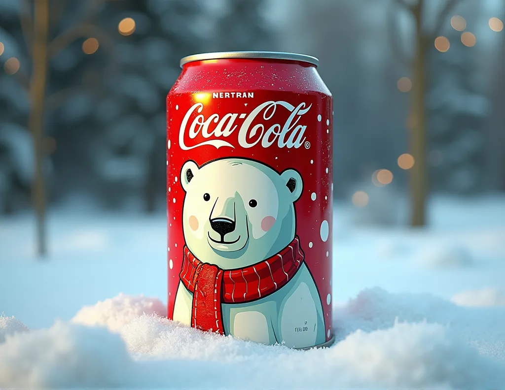 A thin red Coca-Cola tin with the vintage Christmas polar bear design