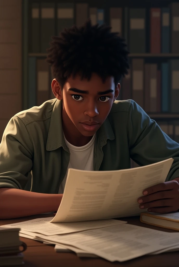 A young black man studying backwards 


