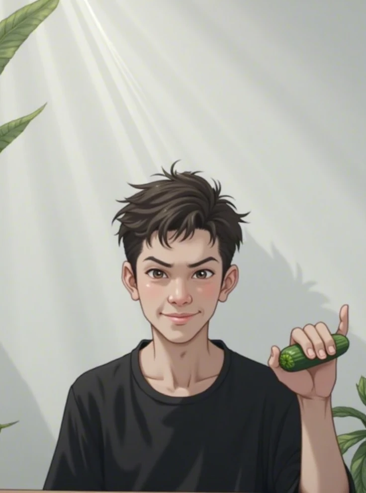 He eats cucumber