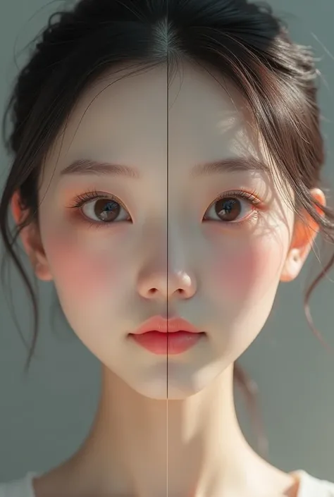 Compare an 18 year old Korean girl with a very thin face to an 18 year old Korean girl with a beautiful face.