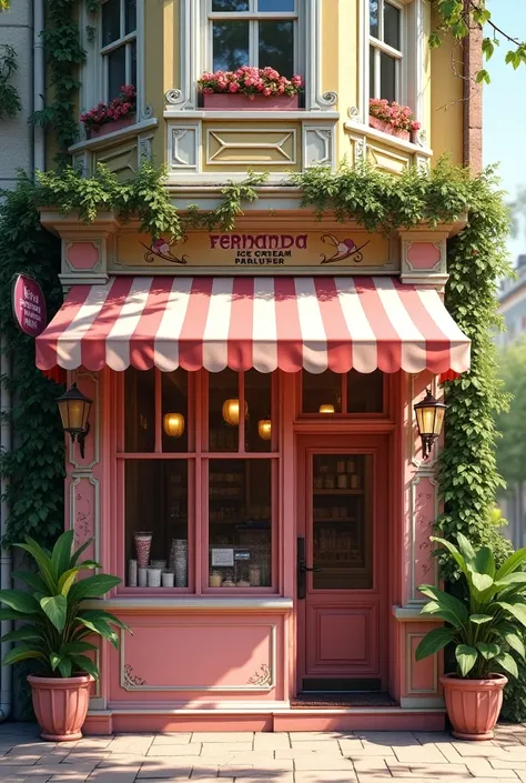 create an image of an ice cream parlor called Fernanda ice cream parlor
Exterior