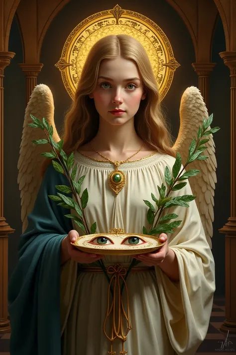  Image of Saint Lucy holding branches and a plate with two eyes