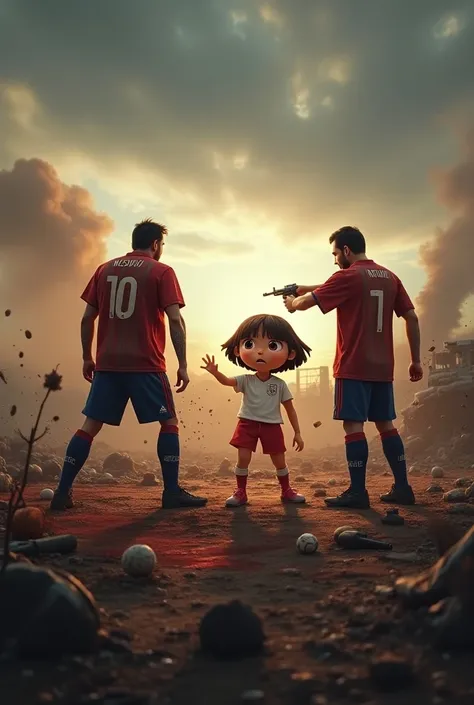 A very violent and bloody war Messi and Neymar would comment Dora shot at Cristiano Ronaldo and Putin
