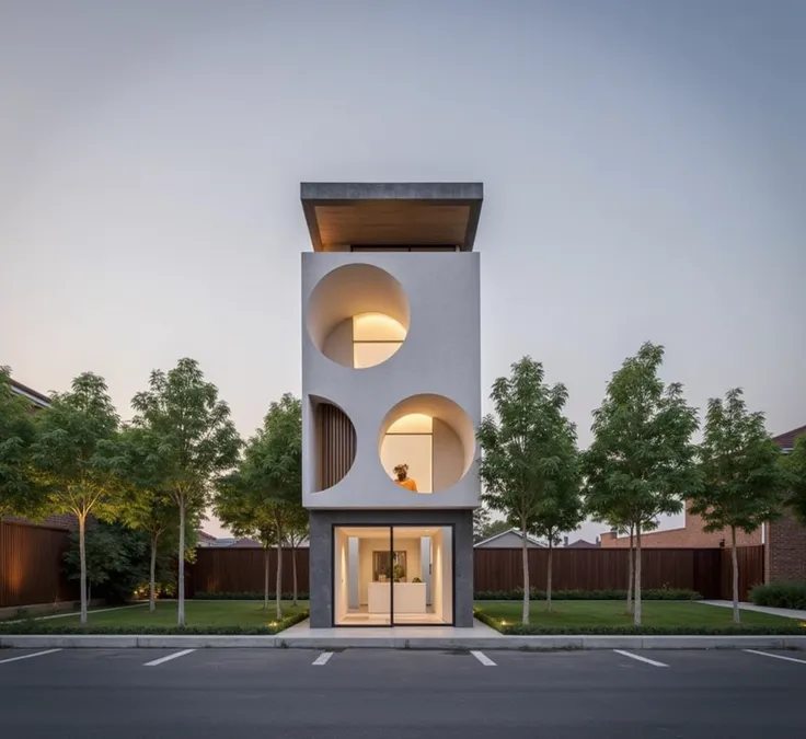 Pavilion with a parabolic and circle shape