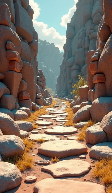 Stones and bricks, Generate a cinematic 3d cartoon type realistic ultra 4 k image. Zoom ultra 4 k image 