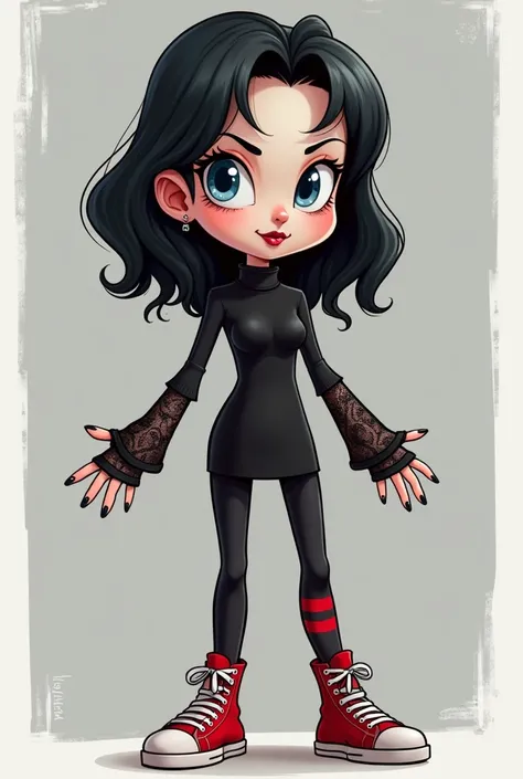 Cartoon. Mavis is a beautiful young vampire woman with a slim-yet-curvy figure, small fangs, pale-fair skin, light blue eyes framed by long dark lashes and silky black hair kept into a bob with flipped out ends and V-shaped bangs. She also wore black lipst...