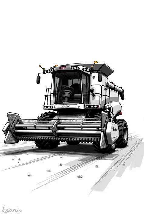 create an image of a black and white harvester in vector without background