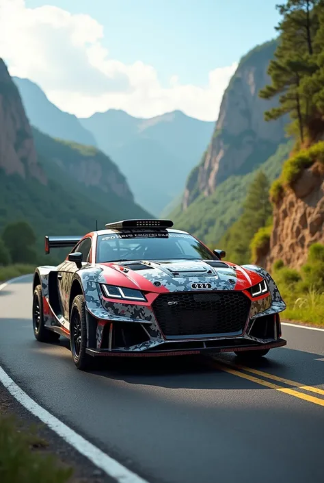 Audi tt off road rally skin, on asphalt road
