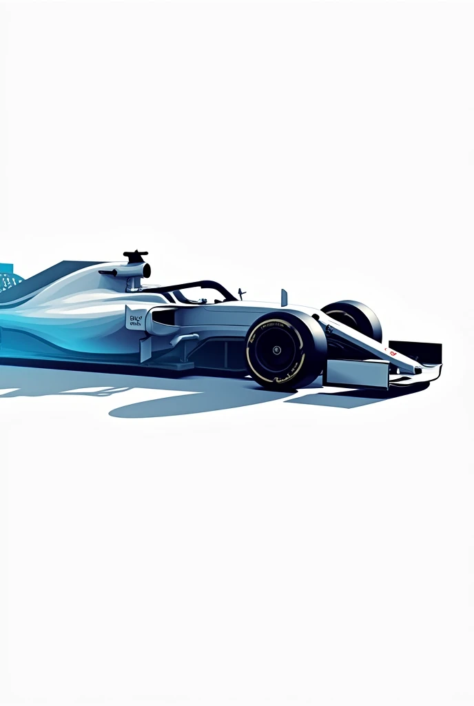 i need a formula 1 race car in vector art form in white background showing sidewards blue and black