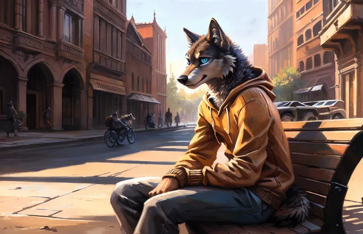 ((Solo)), male people, anthro wolf, (Multi-colored fur, White-brown:1.3，White tail pointed), (Height 2.1m,Tail length 1.2m), ((Wolf face, Big eyes, White eyelids, Blue pupil, Slim:1.2) (Tough, Calm expression:1.2)), Abs, Slim, pinging)), (Correct anatomy),...