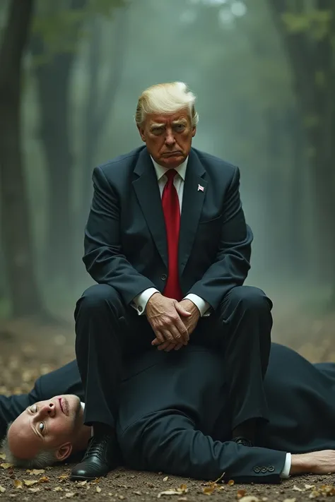 Generate Donald Trump sitting on Radosław Sikorski 