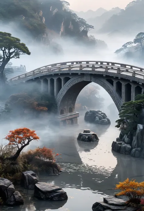 Ancient Bridge in the Fog, by Yang Jin and Yang J.
best quality, masterpiece, intricate details, ultra-detailed