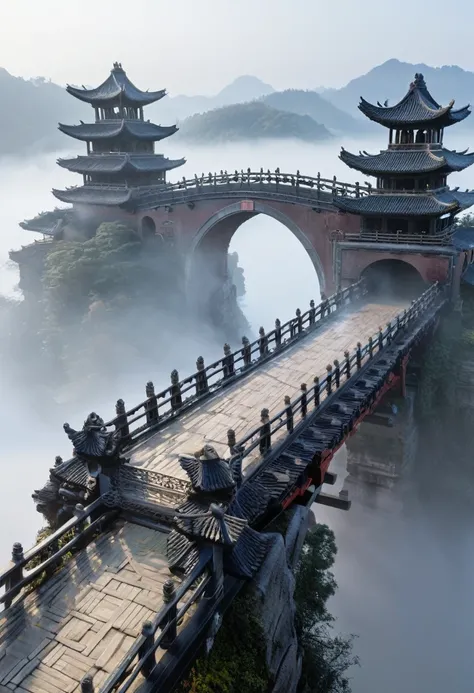 Ancient Bridge in the Fog, by Ling Han and Qu Leilei and Yumei.
best quality, masterpiece, intricate details, ultra-detailed