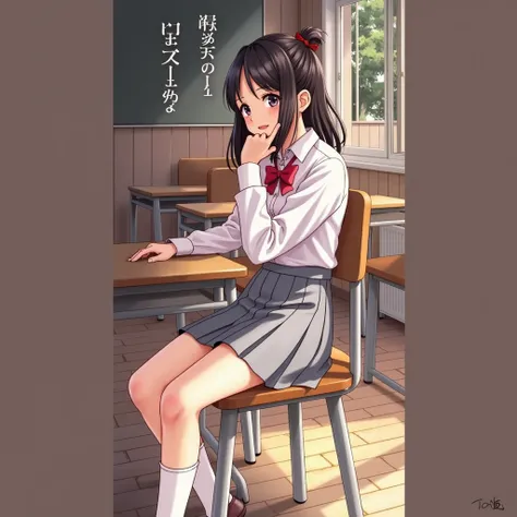 Sitting schoolgirl