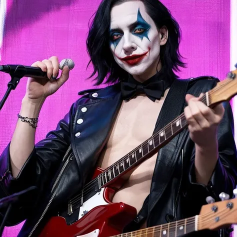  Araf playing the guitar with makeup like the Joker, live Concert Photos, Marilyn Manson, joel fletcher, jack white, Concert Photos,  Playing the guitar violently on stage  , Edited, Execute,  makeup like the Joker The cure ,  hes a rock star ,  Filmed ,  ...