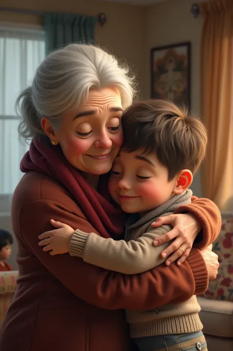 boy hugs grandma