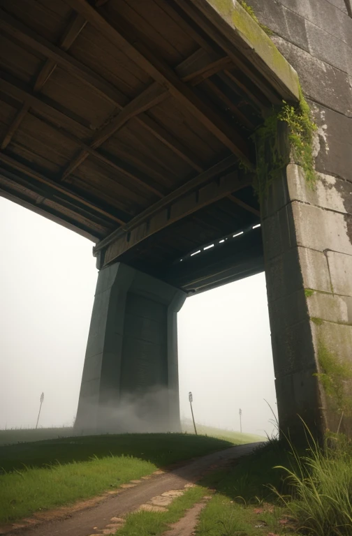  An old bridge shrouded in fog